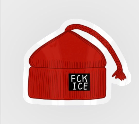 Red Melt The Ice Hat with Patch Vinyl Sticker